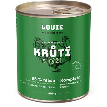 

LOUIE Kompletní monoproteinové krmivo krůta (95%) s rýží (5%) 800 g
