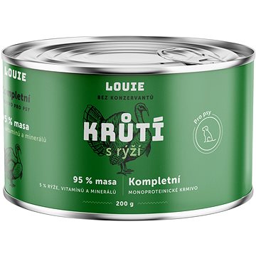 

LOUIE Kompletní monoproteinové krmivo krůta (95%) s rýží (5%) 200 g