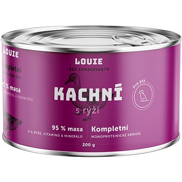 

LOUIE Kompletní monoproteinové krmivo kachní (95%) s rýží (5%) 200 g