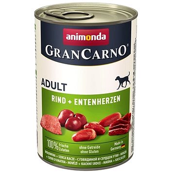 

Grancarno konzerva pro psy Adult hovězí, kachní srdce 400 g