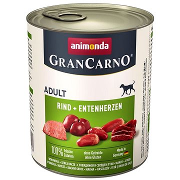 

Grancarno konzerva pro psy Adult hovězí, kachní srdce 800 g