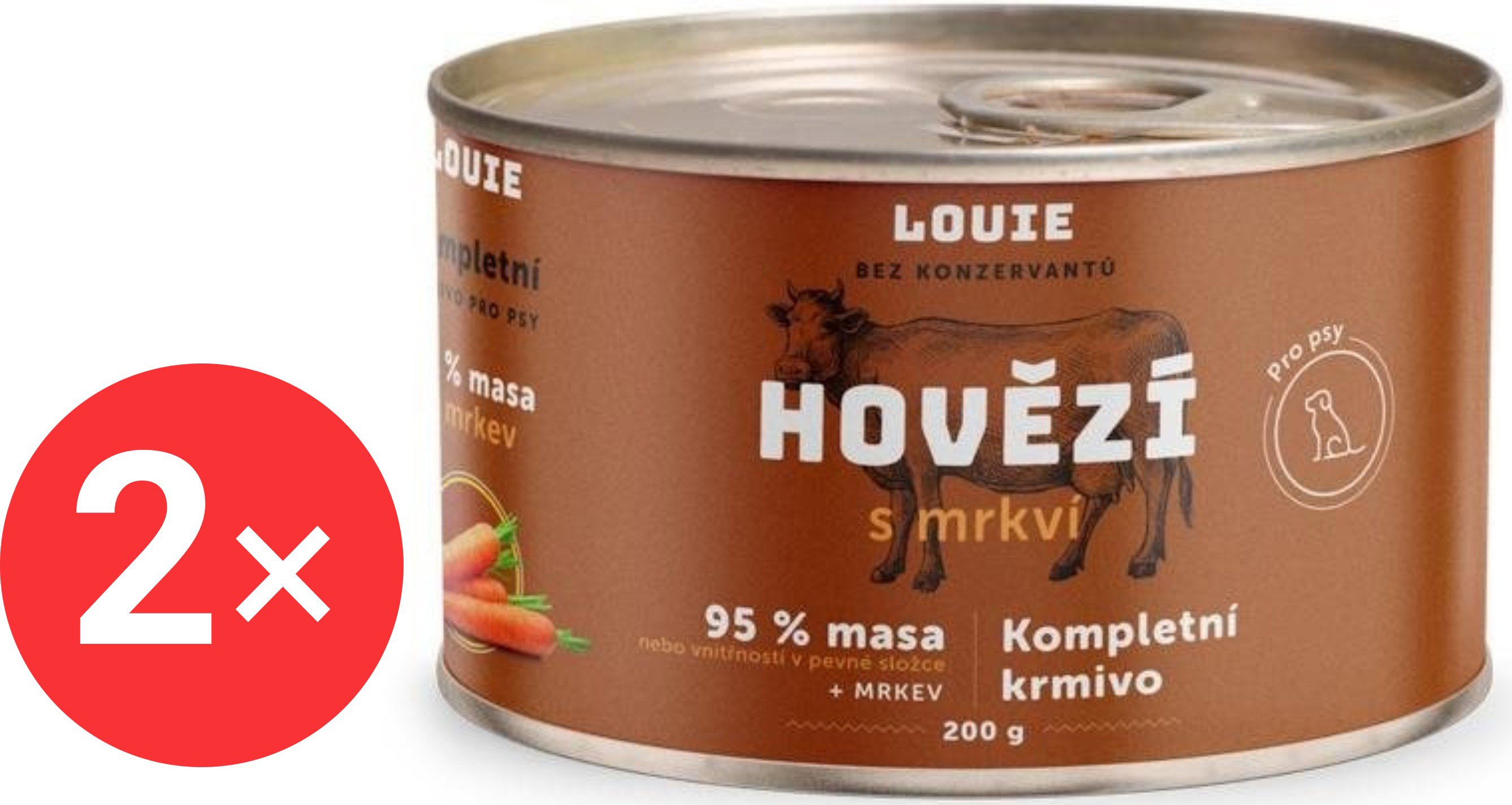 

LOUIE hovězí (95% v pevné složce) s mrkví 2 × 200 g