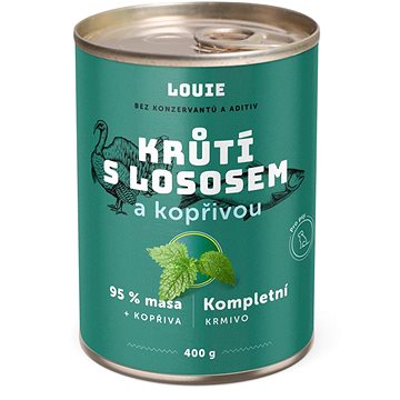

LOUIE krůtí s lososem (95% v pevné složce) a kopřivou 400 g
