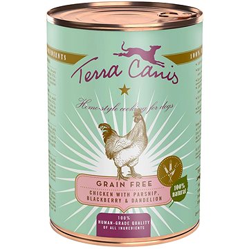 

Terra Canis Grain Free Konzerva Kuře s pastinákem, pampeliškou a heřmánkem 400 g