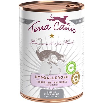 

Terra Canis Hypoalergenní konzerva Pštros s pastinákem 400 g