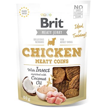 Brit Jerky Chicken with Insect Meaty Coins 80 g - Pamlsky pro psy
