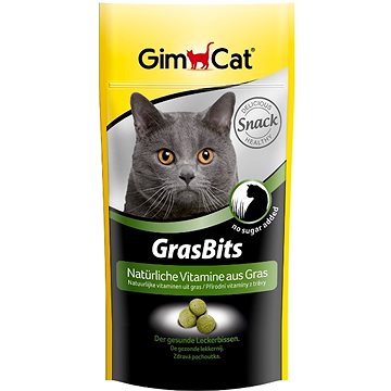 GimCat Gras Bits Tablety s kočičí trávou 40g - Doplněk stravy pro kočky