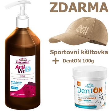 

Vitar Veterinae Artivit sirup 1000 ml + DentOn 100 g + kšiltovka béžová
