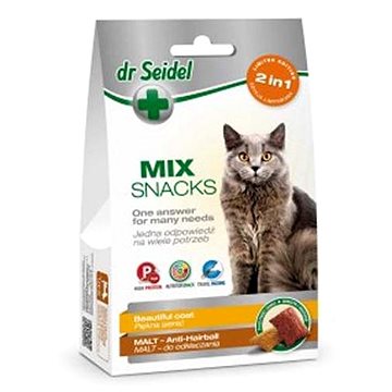 Dr. Seidel snacks for cats MIX 2 in 1 for beautiful coat & malt 60 g - Doplněk stravy pro kočky