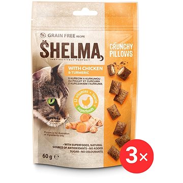 

Shelma bezobilné polštářky pro kočku s kuřecím a kurkumou 3 × 60 g