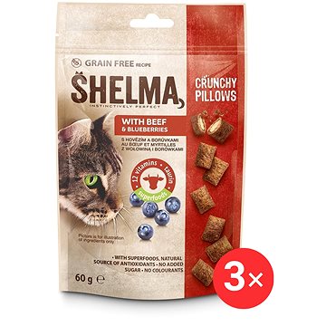 

Shelma bezobilné polštářky pro kočku s hovězím a borůvkami 3 × 60 g