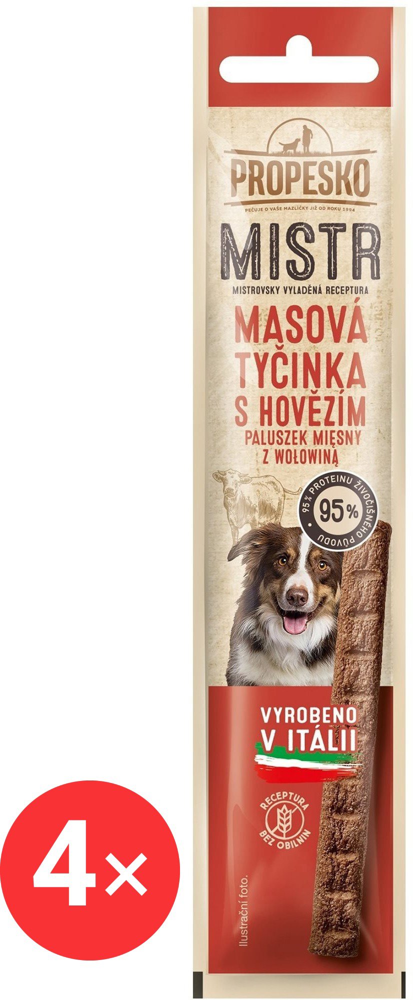 

Propesko Mistr masová tyčinka s hovězím 4 × 10 g
