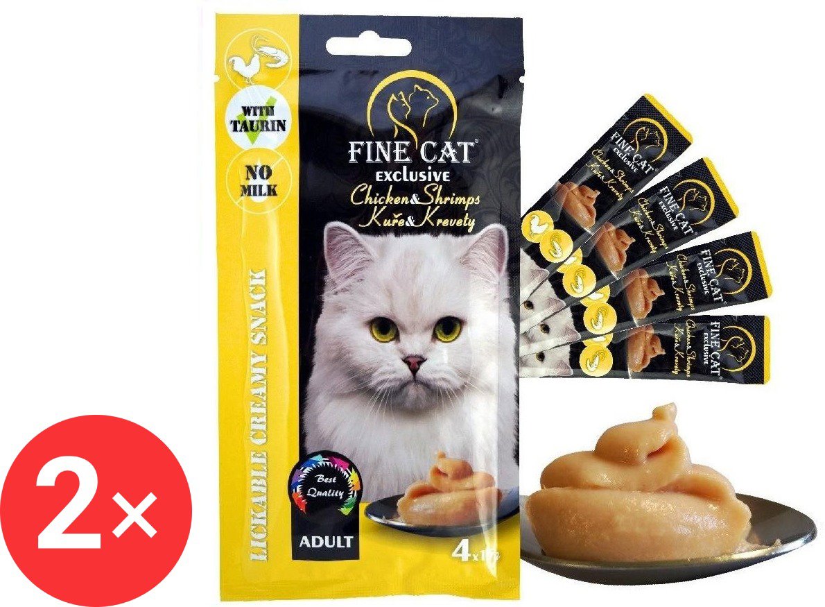 

Fine Cat Exclusive krémová svačinka pro kočky kuře & krevety 4 × 15 g 2 ks