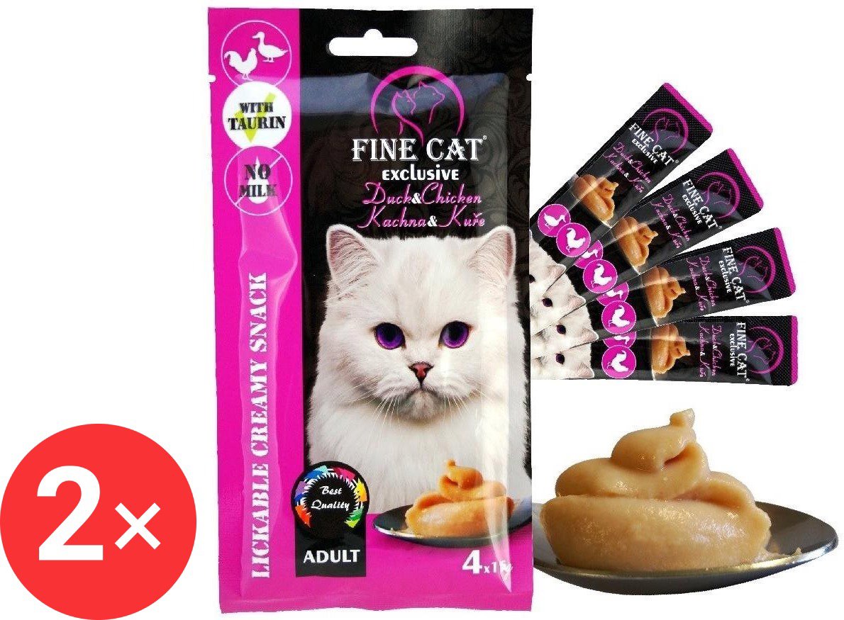 

Fine Cat Exclusive krémová svačinka pro kočky kachna & kuře 4 × 15 g 2 ks