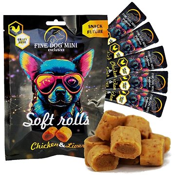 

Fine Dog Mini Exclusive soft roll svačinka pro psy kuřecí s játry 5 × 10 g