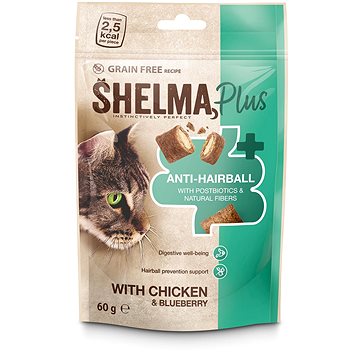 

Shelma Anti-hairball bezobilné polštářky, kuře, borůvky 60 g
