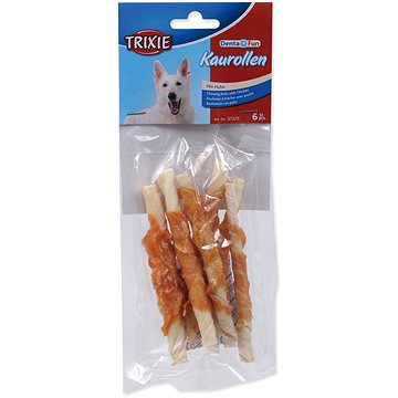 

Trixie Pochoutka DentaFun buvolí kůže obalená kuřecím rolky 12 cm 70 g