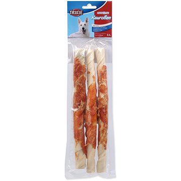 

Trixie Pochoutka DentaFun buvolí kůže obalená kuřecím rolky 28 cm 3 ks