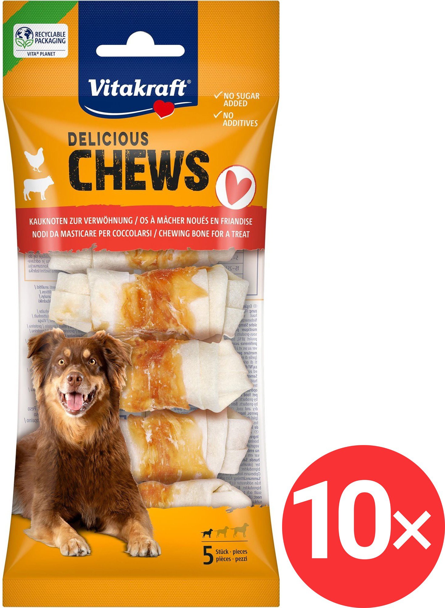 

Vitakraft CHEWS delicious, žvýkací kost uzel s kuřecím masem, S 10 × 5 ks