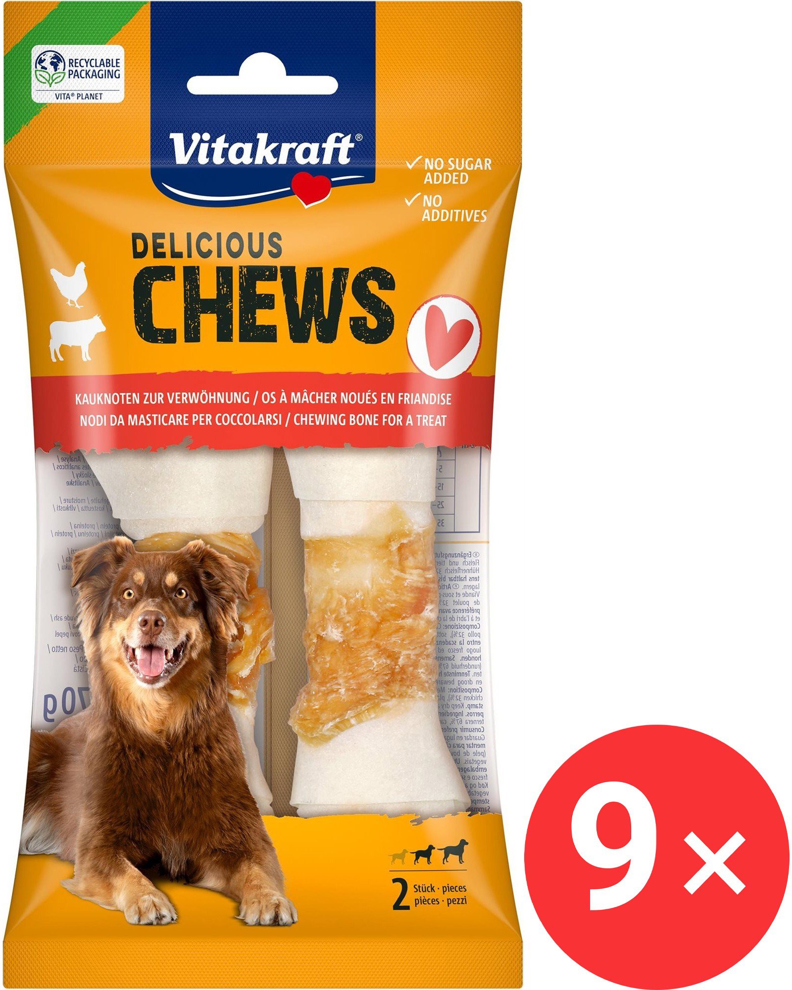 

Vitakraft CHEWS delicious, žvýkací kost uzel s kuřecím masem, M 9 × 2 ks