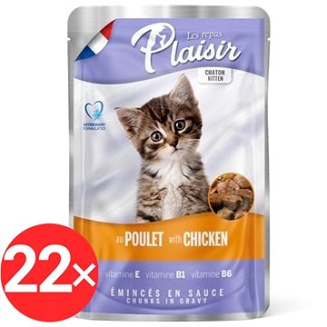 Plaisir Cat kapsička kitten kuřecí v omáčce 22 × 100 g - Kapsička pro kočky