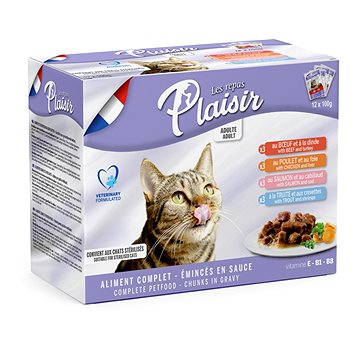 Plaisir Cat kapsičky mix multipack 12 × 100 g - Kapsička pro kočky