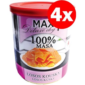 MAX deluxe losos kousky 800 g, 4 ks - Konzerva pro psy