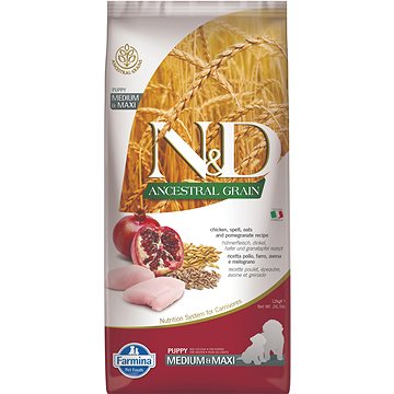 

N&D Ancestral Grain Dog Puppy Medium & Maxi Chicken & Pomegranate 12 kg