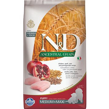 N&D low grain dog puppy M/L chicken & pomegranate 2,5 kg - Granule pro štěňata