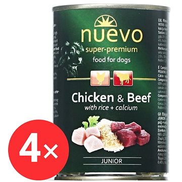 

Nuevo pes junior kuřecí a hovězí konzerva 4 × 800 g