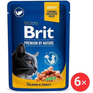 

Brit Premium by Nature Cat Pouch with Salmon & Trout 6 × 100 g