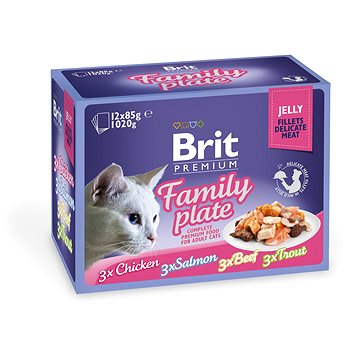 Brit Premium Cat Delicate Fillets in Jelly Family Plate 1020 g (12 × 85 g) - Kapsička pro kočky