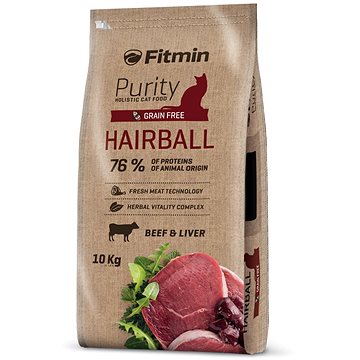 

Fitmin Purity Cat Hairball s čerstvým hovězím pro dlouhosrsté kočky 10 kg
