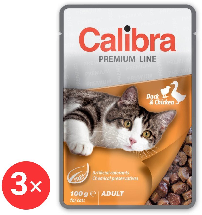 

Calibra Cat Premium Kapsička pro dospělé kočky Kachna & Kuře 3 × 100 g