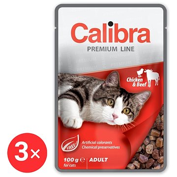 

Calibra Cat Premium Kapsička pro dospělé kočky Kuře & Hovězí 3 × 100 g