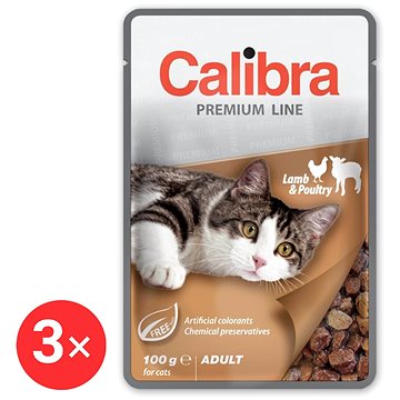 

Calibra Cat Premium Kapsička pro dospělé kočky Jehněčí & Drůbež 3 × 100 g