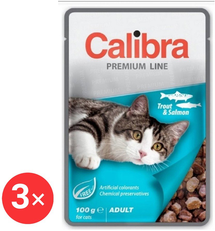 

Calibra Cat Premium Kapsička pro dospělé kočky Pstruh & Losos 3 × 100 g