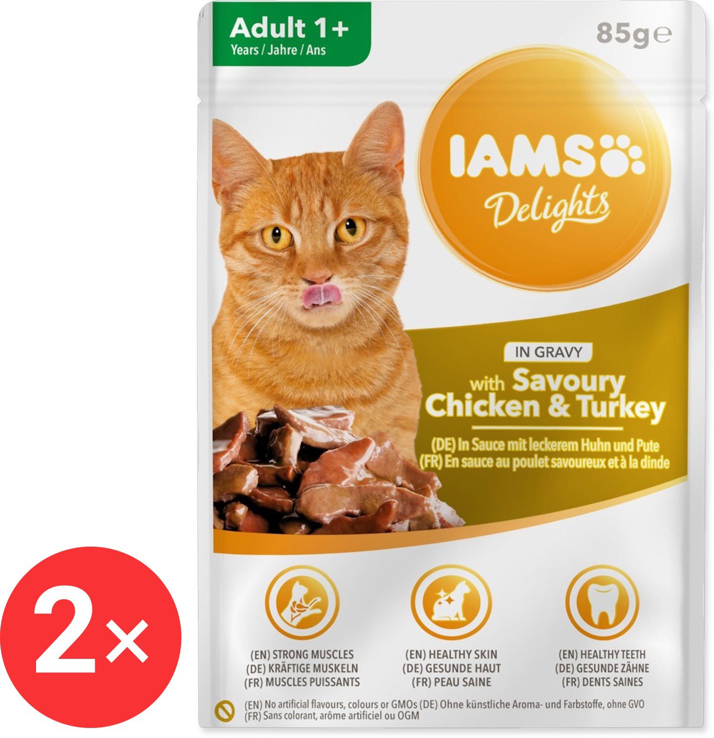 

IAMS Delights pro dospělé kočky - s kuřecím a krůtím v omáčce 2 × 85 g