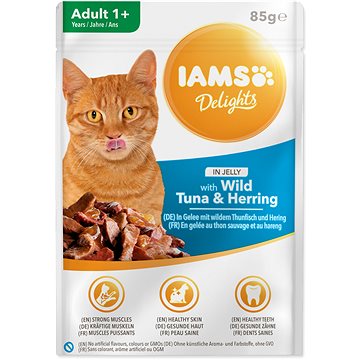 

IAMS Delights pro dospělé kočky - s tuňákem a sleděm v želé 85 g