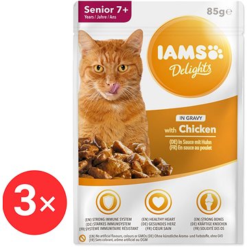 

IAMS Delights pro kočičí seniory - s kuřecím v omáčce 3 × 85 g