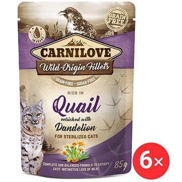 

Carnilove Cat Pouch Rich in Quail Enriched with Dandelion for sterilized 6 × 85 g