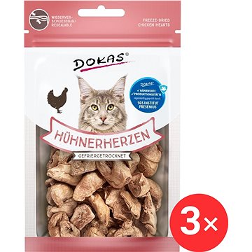

Dokas - Mrazem sušená kuřecí srdíčka pro kočky 3 × 15 g