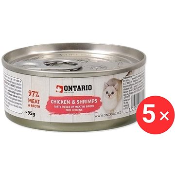 

Ontario Konzerva Kitten kuřecí kousky s krevetami 5 × 95 g
