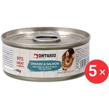 

Ontario Konzerva kuřecí kousky s lososem 5 × 95 g