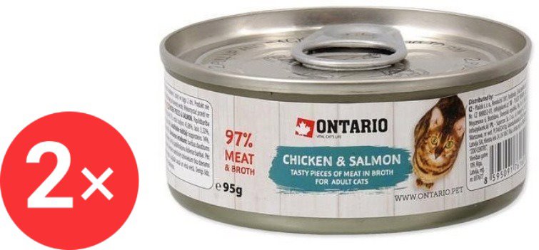 

Ontario Konzerva kuřecí kousky s lososem 2 × 95 g
