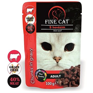 

Fine Cat kapsička grain - free adult hovězí v omáčce 22 × 100 g