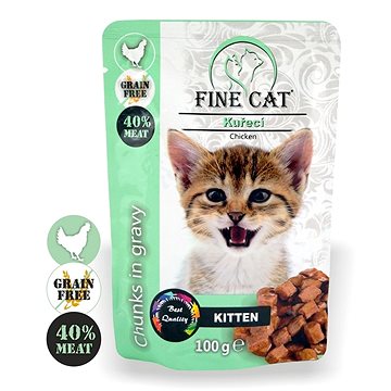 

Fine Cat kapsička grain - free kitten kuřecí v omáčce 22 × 100 g