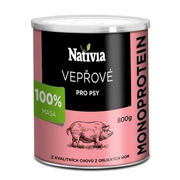 

Nativia Konzerva - Vepřové maso pro psy 800g