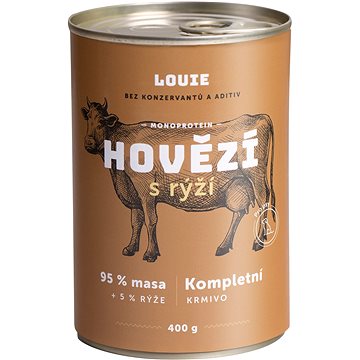 

LOUIE Kompletní krmivo hovězí (95 %) s rýží (5 %) 400 g