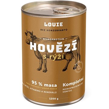 

LOUIE Kompletní krmivo hovězí (95 %) s rýží (5 %) 1200 g